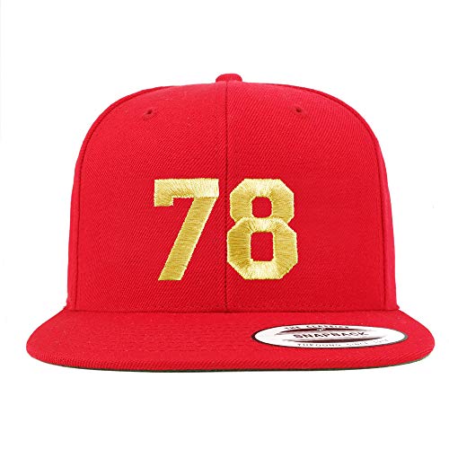 Trendy Apparel Shop Number 78 Gold Thread Flat Bill Snapback Baseball Cap