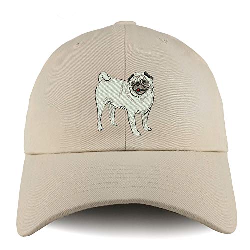 Trendy Apparel Shop Pug Dog Embroidered Low Profile Soft Cotton Dad Hat Cap