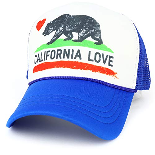 Trendy Apparel Shop California Love Bear Flag Printed Foam Mesh Trucker Cap