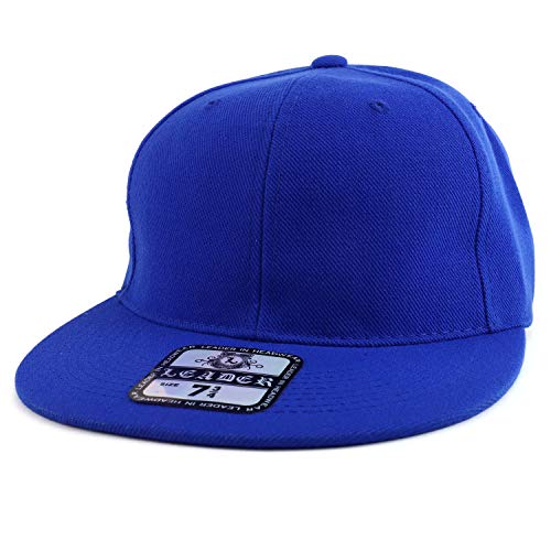 Trendy Apparel Shop Plain High Profile Flat Bill Snapback Baseball Fitted Cap