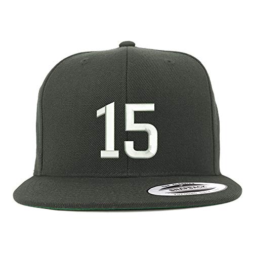 Trendy Apparel Shop Number 15 Embroidered Snapback Flatbill Baseball Cap