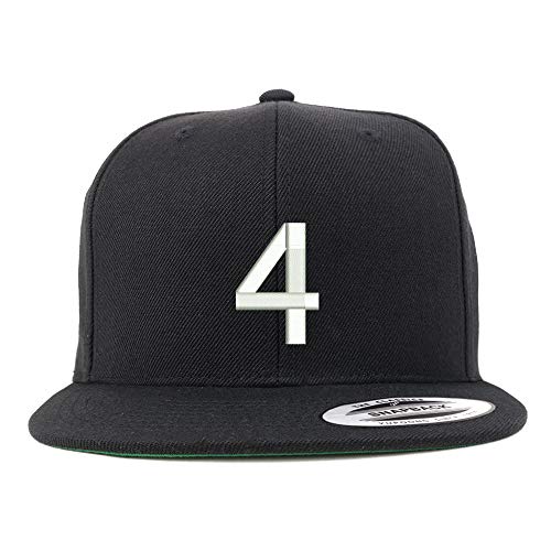 Trendy Apparel Shop Number 4 Embroidered Snapback Flatbill Baseball Cap