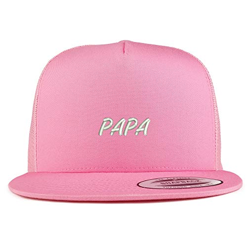 Trendy Apparel Shop Papa Embroidered 5 Panel Flatbill Trucker Mesh Snapback Cap