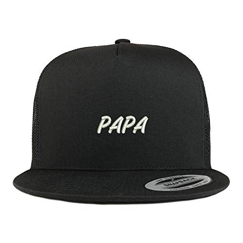 Trendy Apparel Shop Papa Embroidered 5 Panel Flatbill Trucker Mesh Snapback Cap