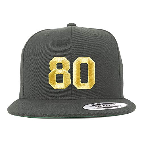 Trendy Apparel Shop Number 80 Gold Thread Flat Bill Snapback Baseball Cap