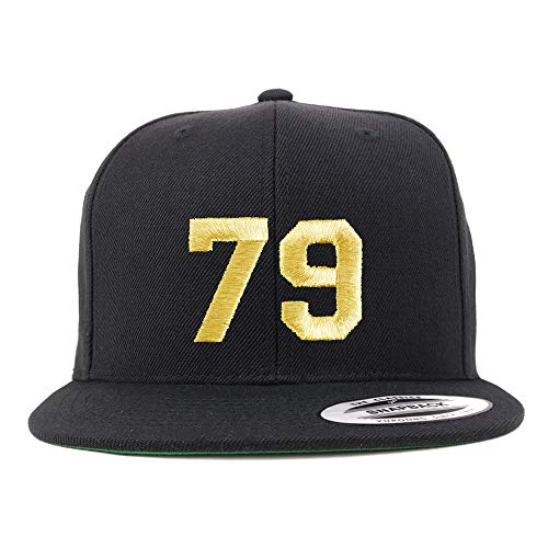 Trendy Apparel Shop Number 79 Gold Thread Flat Bill Snapback Baseball Cap