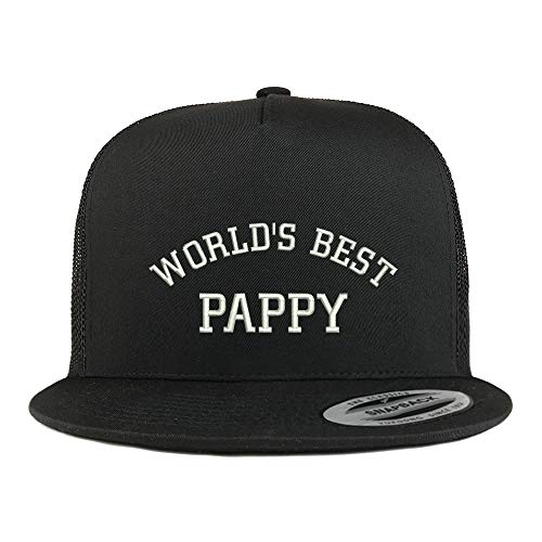 Trendy Apparel Shop Flexfit XXL World's Best Pappy Embroidered 5 Panel Flatbill Trucker Mesh Cap