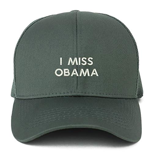 Trendy Apparel Shop XXL I Miss Obama Embroidered Structured Trucker Mesh Cap
