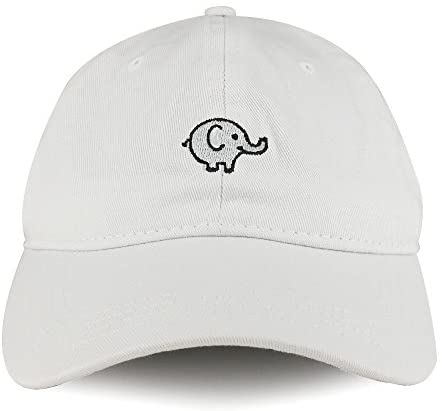 Trendy Apparel Shop Baby Elephant Emoticon Design Embroidered Cotton Unstructured Dad Hat - White