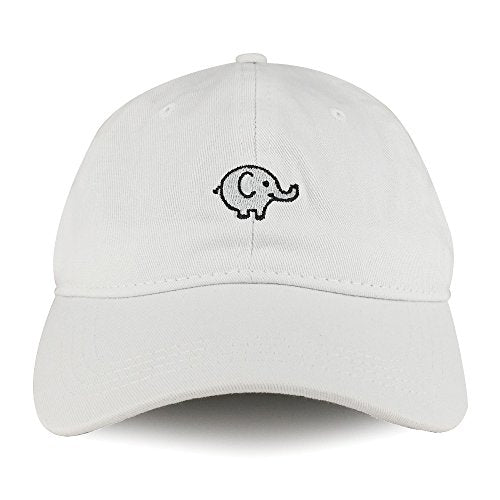 Trendy Apparel Shop Baby Elephant Emoticon Design Embroidered Cotton Unstructured Dad Hat - White