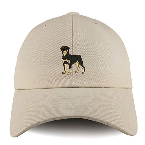 Trendy Apparel Shop Rottweiler Dog Embroidered Low Profile Soft Cotton Dad Hat Cap