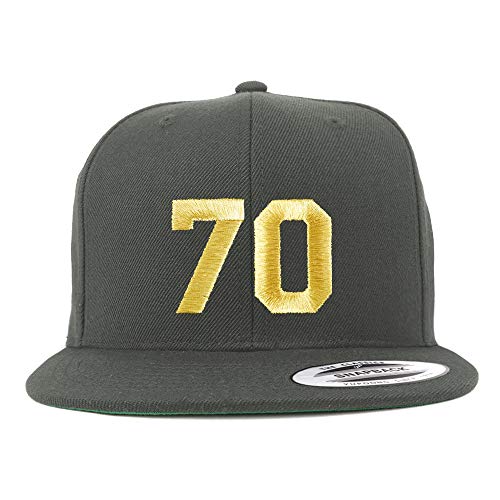 Trendy Apparel Shop Number 70 Gold Thread Flat Bill Snapback Baseball Cap