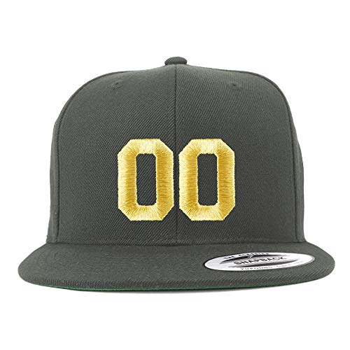 Trendy Apparel Shop Number 00 Gold Thread Flat Bill Snapback Baseball Cap