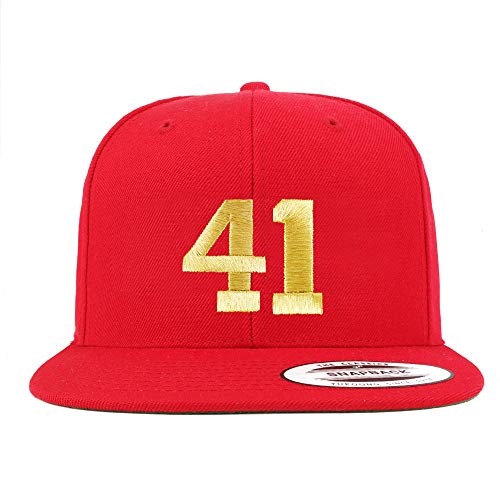 Trendy Apparel Shop Number 41 Gold Thread Flat Bill Snapback Baseball Cap