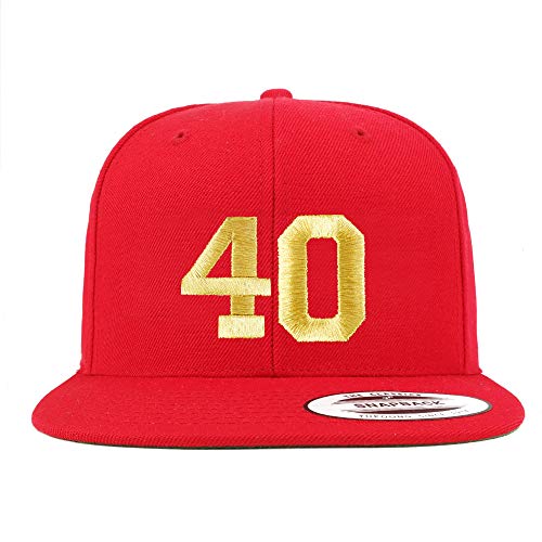 Trendy Apparel Shop Number 40 Gold Thread Flat Bill Snapback Baseball Cap