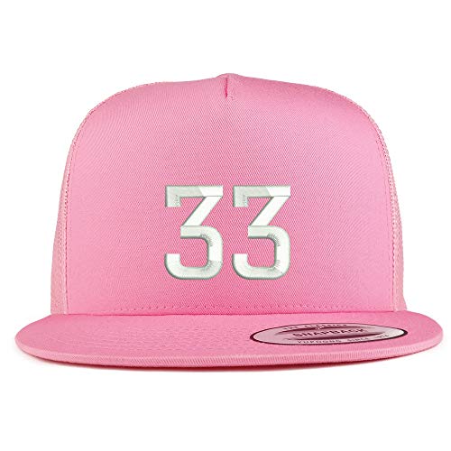 Trendy Apparel Shop Number 33 Embroidered 5 Panel Flatbill Trucker Mesh Cap