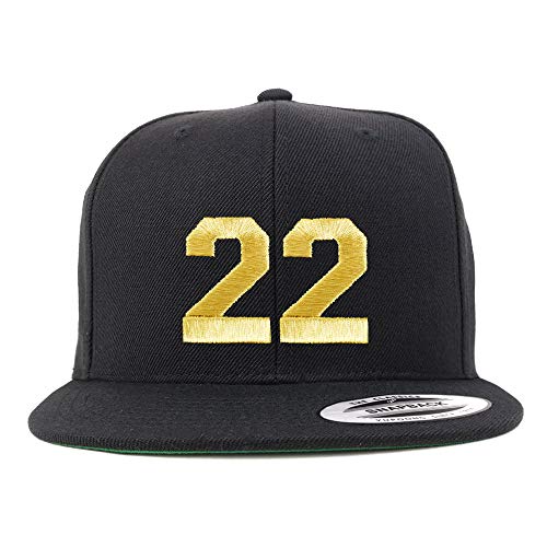 Trendy Apparel Shop Number 22 Gold Thread Flat Bill Snapback Baseball Cap