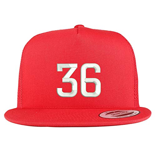 Trendy Apparel Shop Number 36 Embroidered 5 Panel Flatbill Trucker Mesh Cap