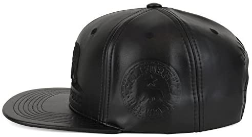 Trendy Apparel Shop California Republic Bear Emblem Embroidered PU Leather Cap