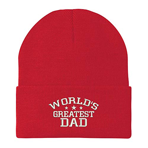 Trendy Apparel Shop World's Greatest Dad Embroidered Winter Long Cuff Beanie