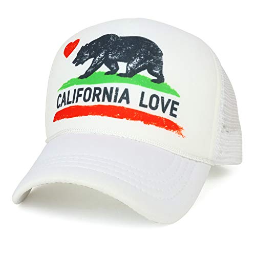 Trendy Apparel Shop California Love Bear Flag Printed Foam Mesh Trucker Cap