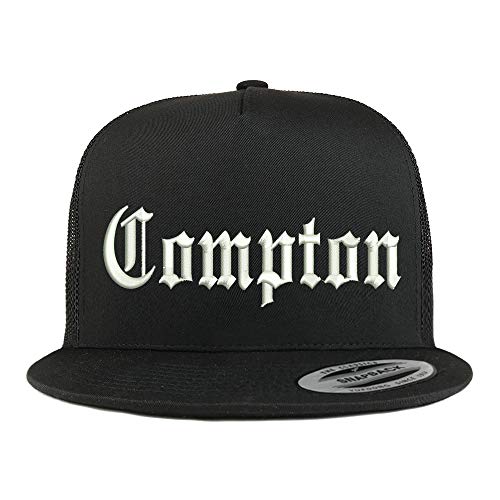 Trendy Apparel Shop Compton 5 Panel Flatbill Trucker Mesh Snapback Cap