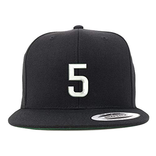 Trendy Apparel Shop Number 5 Embroidered Snapback Flatbill Baseball Cap