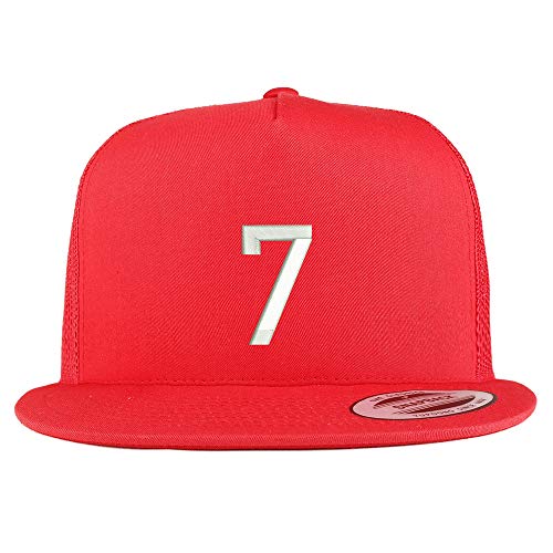 Trendy Apparel Shop Number 7 Embroidered 5 Panel Flatbill Trucker Mesh Cap