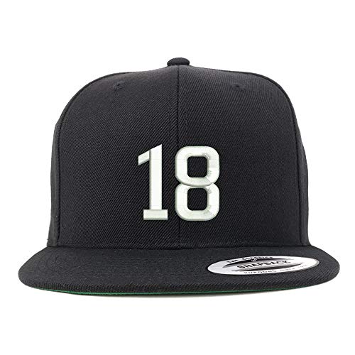 Trendy Apparel Shop Number 18 Embroidered Snapback Flatbill Baseball Cap