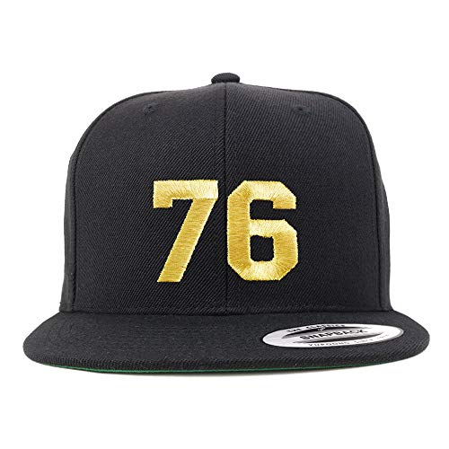 Trendy Apparel Shop Number 76 Gold Thread Flat Bill Snapback Baseball Cap