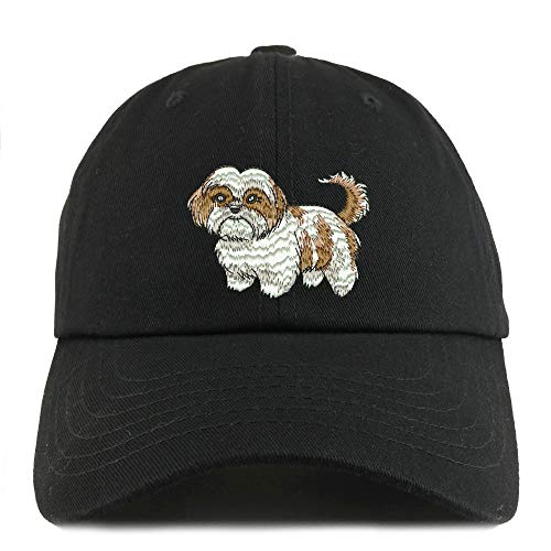 Trendy Apparel Shop Shih Tzu Dog Embroidered Low Profile Soft Cotton Dad Hat Cap