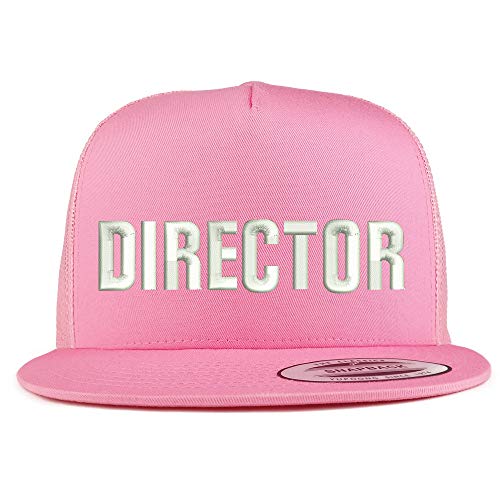 Trendy Apparel Shop Director Embroidered 5 Panel Flatbill Trucker Mesh Snapback Cap