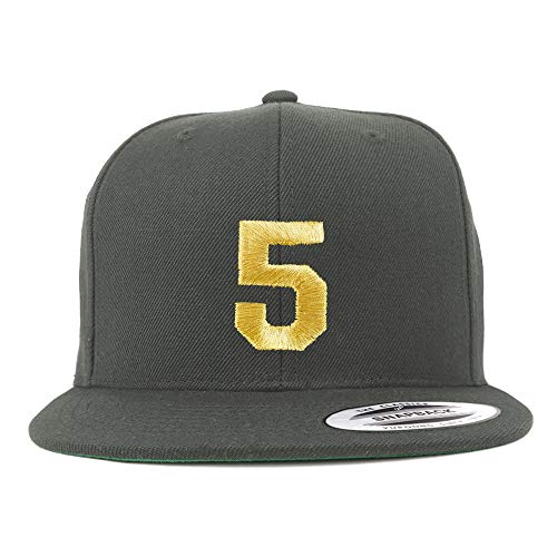 Trendy Apparel Shop Number 5 Gold Thread Flat Bill Snapback Baseball Cap