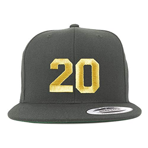 Trendy Apparel Shop Number 20 Gold Thread Flat Bill Snapback Baseball Cap