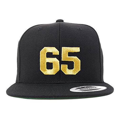 Trendy Apparel Shop Number 65 Gold Thread Flat Bill Snapback Baseball Cap