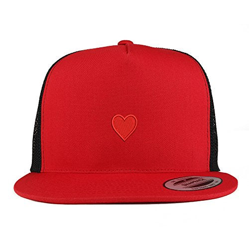 Trendy Apparel Shop Emoticon Heart Embroidered 5 Panel Flat Bill 2-Tone Trucker Mesh Cap