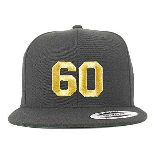 Trendy Apparel Shop Number 60 Gold Thread Flat Bill Snapback Baseball Cap