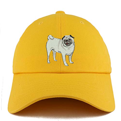 Trendy Apparel Shop Pug Dog Embroidered Low Profile Soft Cotton Dad Hat Cap