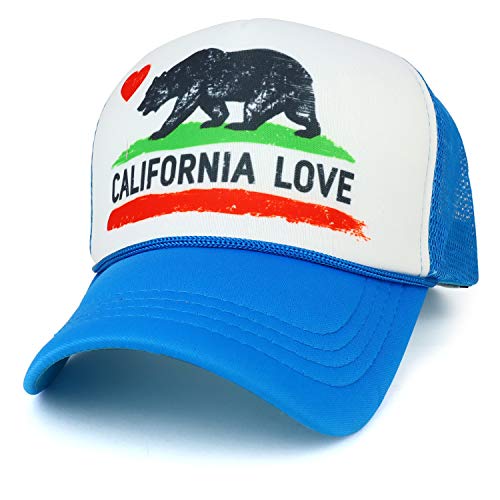 Trendy Apparel Shop California Love Bear Flag Printed Foam Mesh Trucker Cap