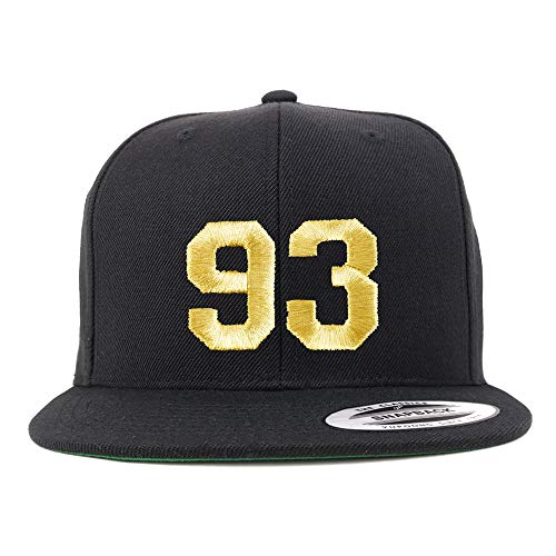 Trendy Apparel Shop Number 93 Gold Thread Flat Bill Snapback Baseball Cap