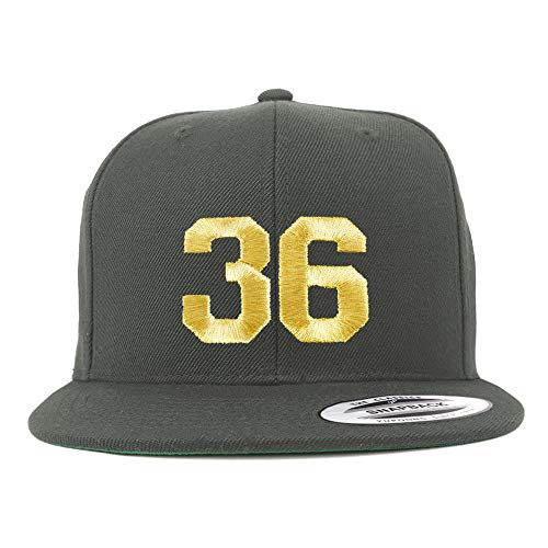 Trendy Apparel Shop Number 36 Gold Thread Flat Bill Snapback Baseball Cap