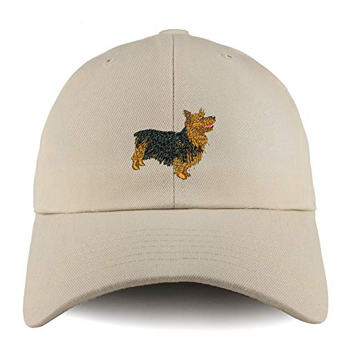 Trendy Apparel Shop Australian Terrier Dog Embroidered Low Profile Soft Cotton Dad Hat Cap