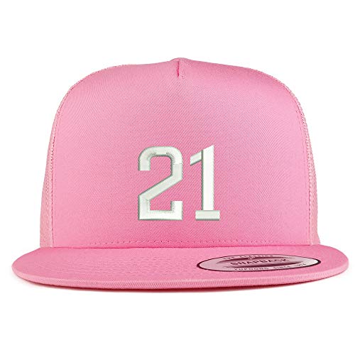 Trendy Apparel Shop Number 21 Embroidered 5 Panel Flatbill Trucker Mesh Cap