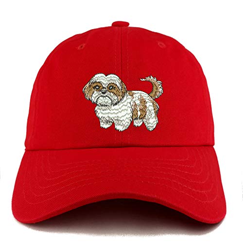 Trendy Apparel Shop Shih Tzu Dog Embroidered Low Profile Soft Cotton Dad Hat Cap