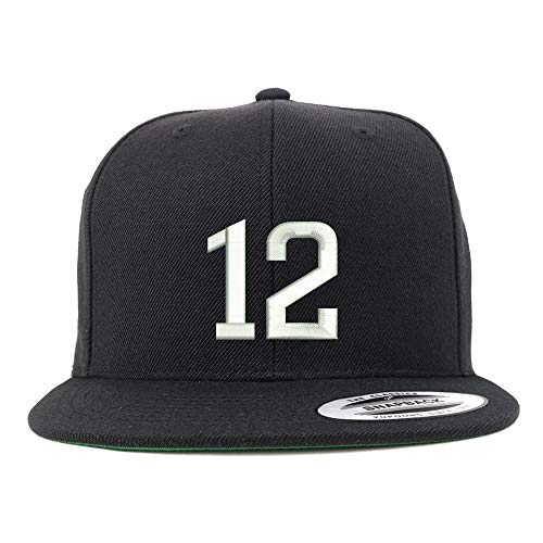 Trendy Apparel Shop Number 12 Embroidered Snapback Flatbill Baseball Cap