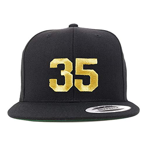 Trendy Apparel Shop Number 35 Gold Thread Flat Bill Snapback Baseball Cap