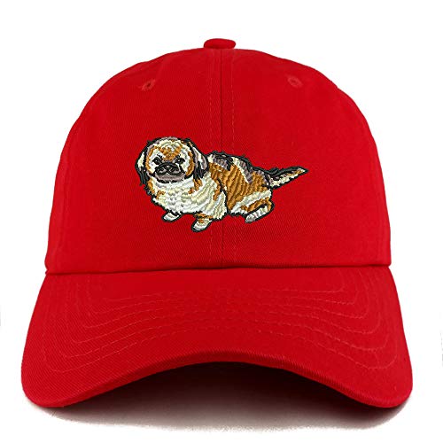 Trendy Apparel Shop Pekingese Dog Embroidered Low Profile Soft Cotton Dad Hat Cap