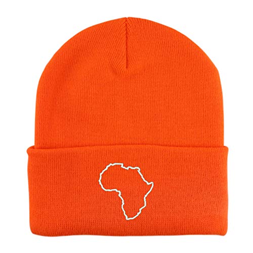 Trendy Apparel Shop Africa Map Outline Embroidered Winter Long Cuff Beanie