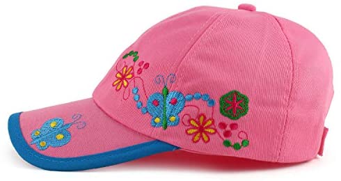 Trendy Apparel Shop Youth Size Girl's Butterfly Flower Embroidery Baseball Cap