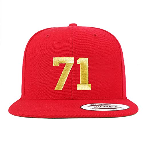 Trendy Apparel Shop Number 71 Gold Thread Flat Bill Snapback Baseball Cap